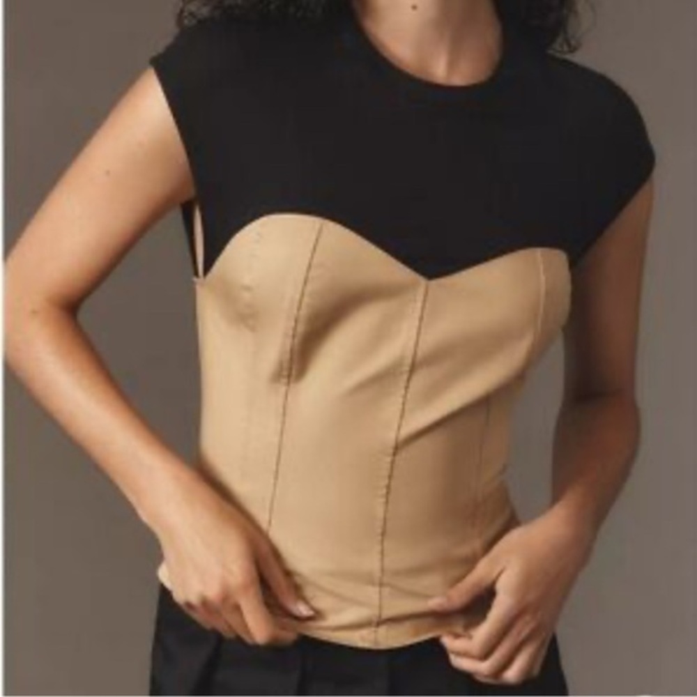 NWT Anthropologie Faux Corset Blouse Top Size XS